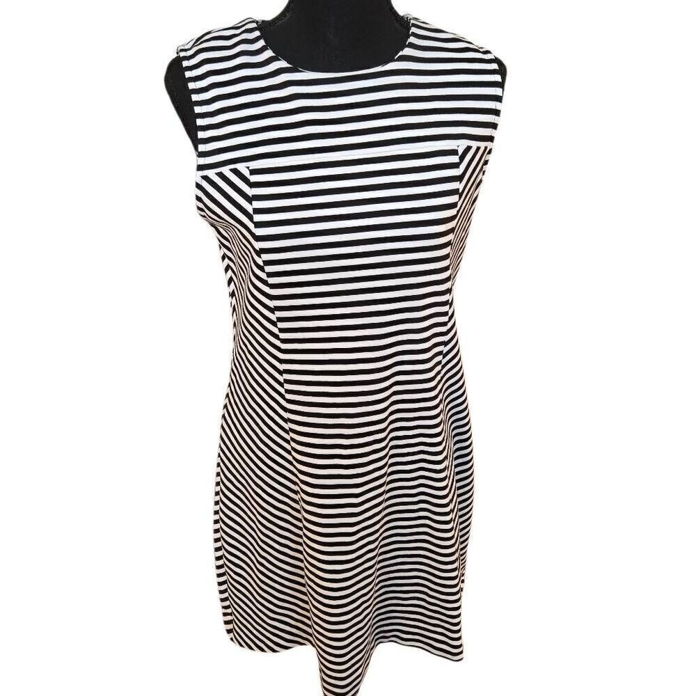MICHAEL Michael Kors Womens Striped Sleeveless Mini Dress Black White Size 6